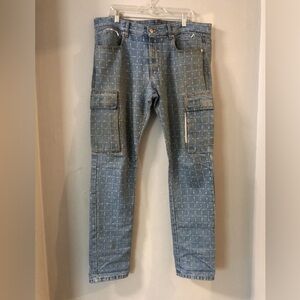 Alyx check logo cargo denim